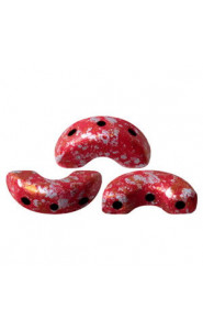 Les perles par Puca® Arcos beads Opaque coral red tweedy 93200/45703